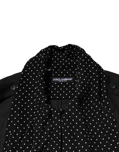 Dolce & Gabbana Schwarzes Polka Dot Leinen Seide Herren Freizeithemd