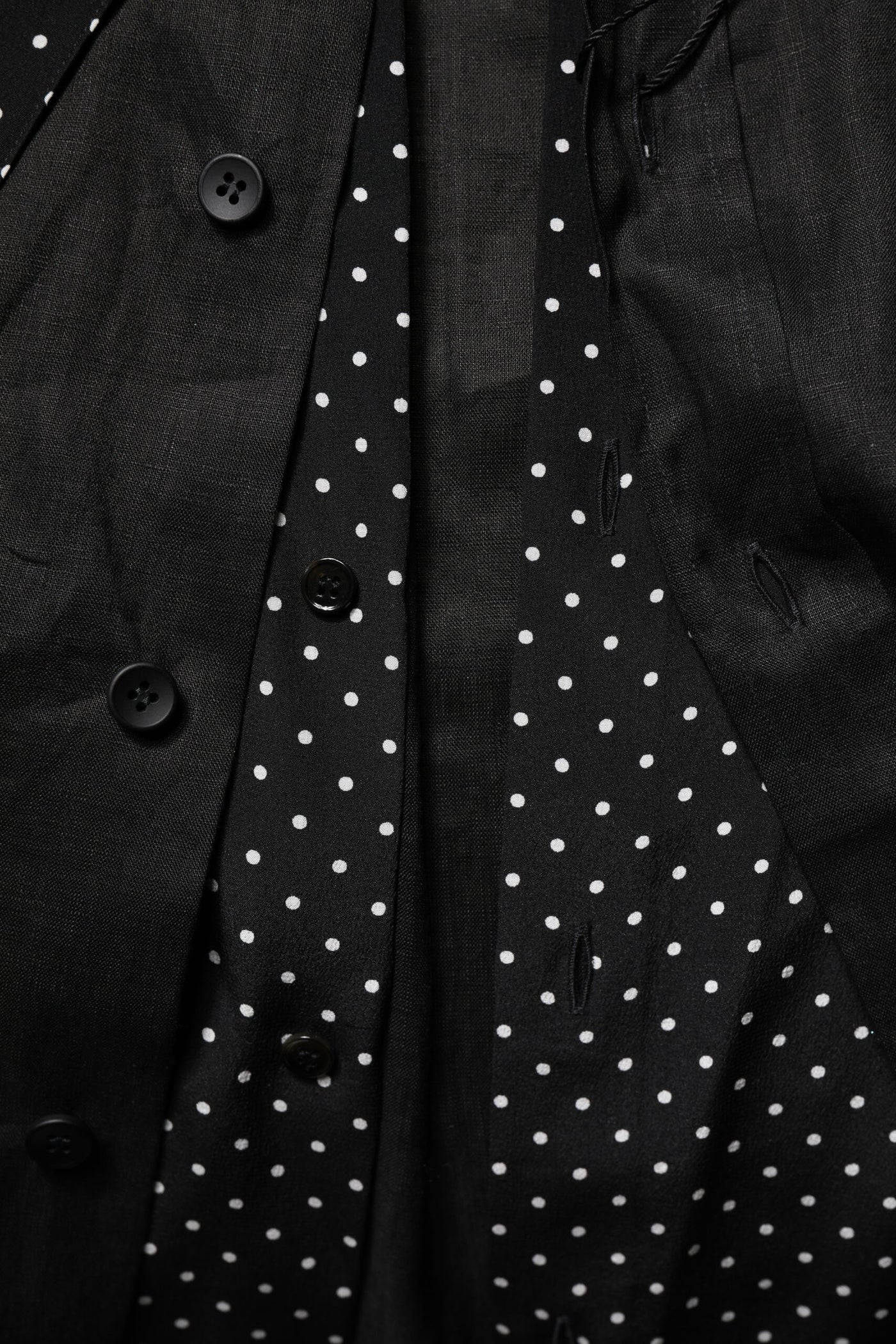 Dolce & Gabbana Schwarzes Polka Dot Leinen Seide Herren Freizeithemd