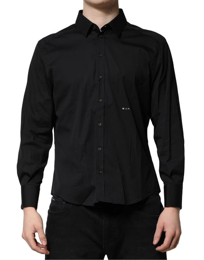 Dolce & Gabbana Schwarzes SARTORIA Formales Herrenhemd aus Baumwolle