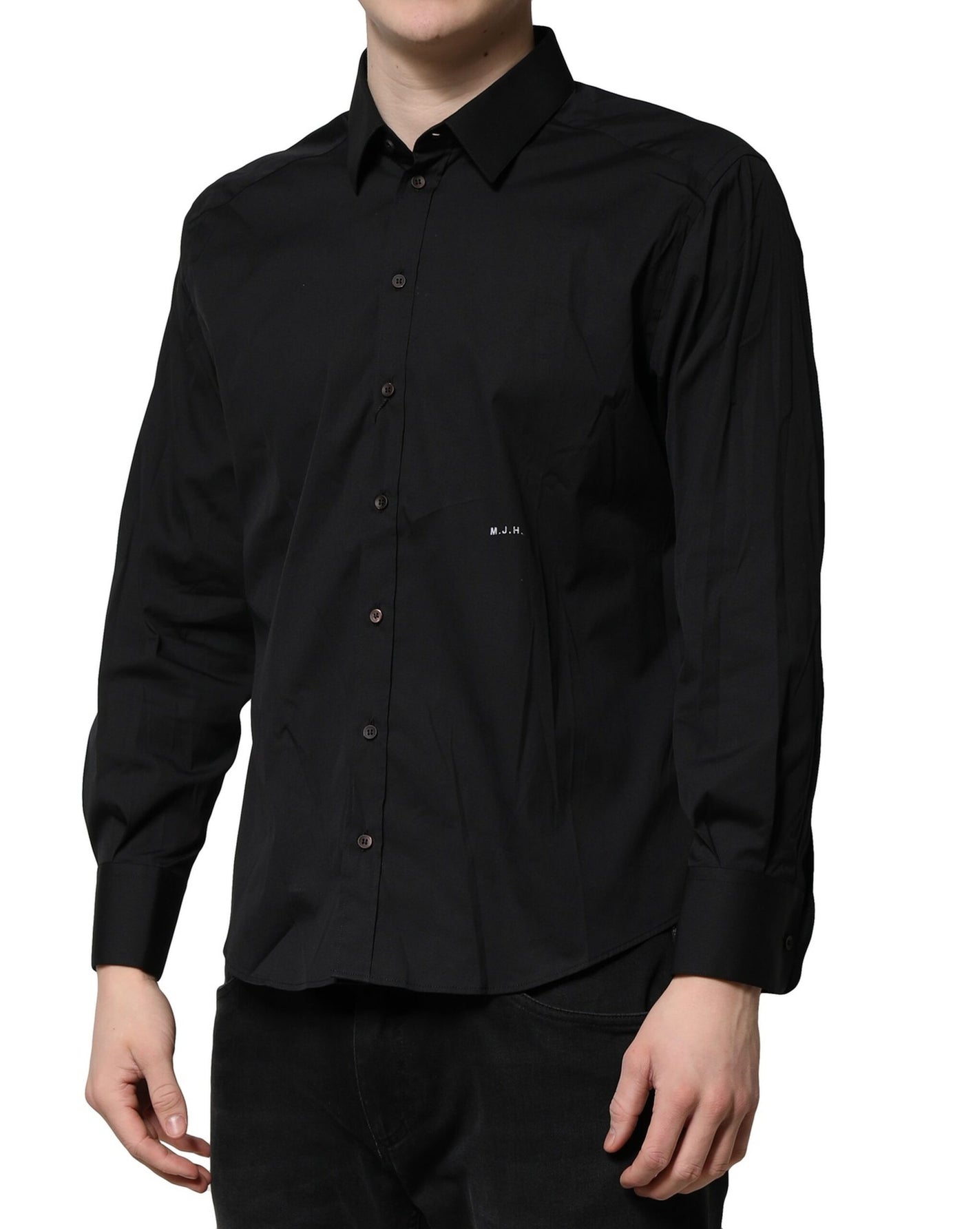 Dolce & Gabbana Schwarzes SARTORIA Formales Herrenhemd aus Baumwolle