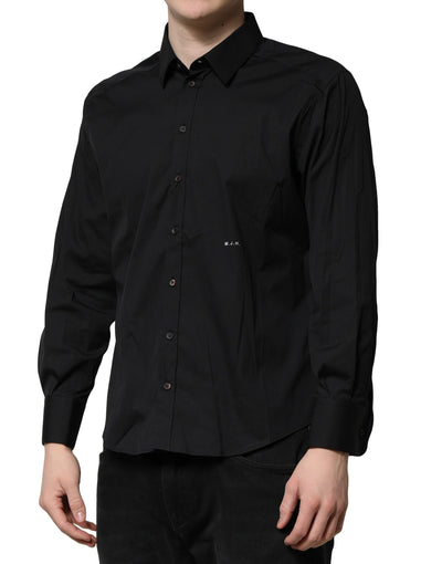 Dolce & Gabbana Schwarzes SARTORIA Formales Herrenhemd aus Baumwolle
