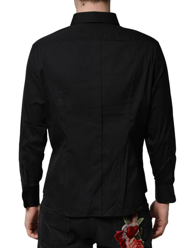 Dolce & Gabbana Schwarzes SARTORIA Formales Herrenhemd aus Baumwolle