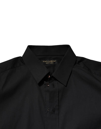 Dolce & Gabbana Schwarzes SARTORIA Formales Herrenhemd aus Baumwolle