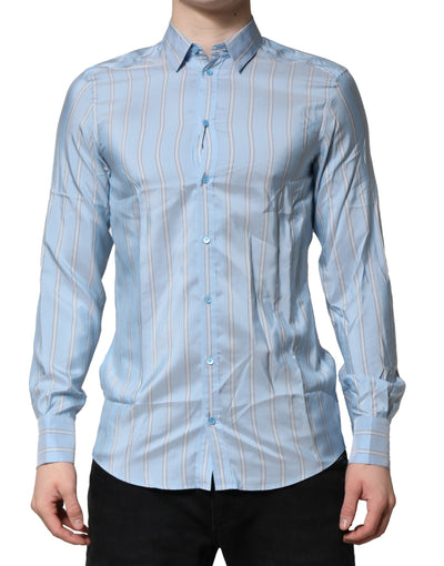 Dolce & Gabbana Hellblaues MARTINI Gestreiftes formelles Hemd