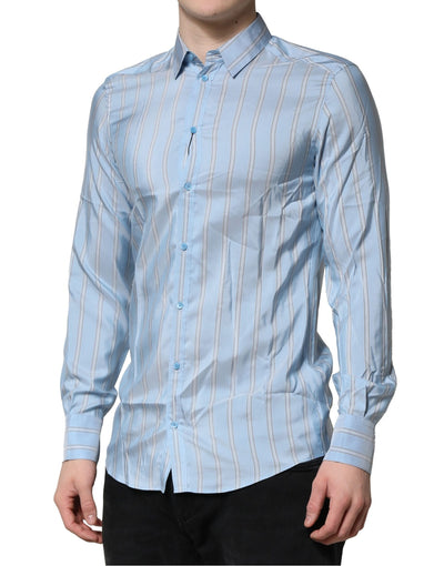Dolce & Gabbana Hellblaues MARTINI Gestreiftes formelles Hemd