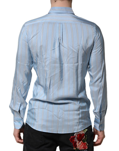 Dolce & Gabbana Hellblaues MARTINI Gestreiftes formelles Hemd