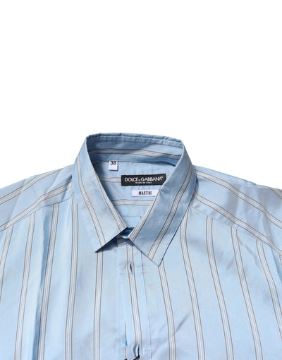 Dolce & Gabbana Hellblaues MARTINI Gestreiftes formelles Hemd