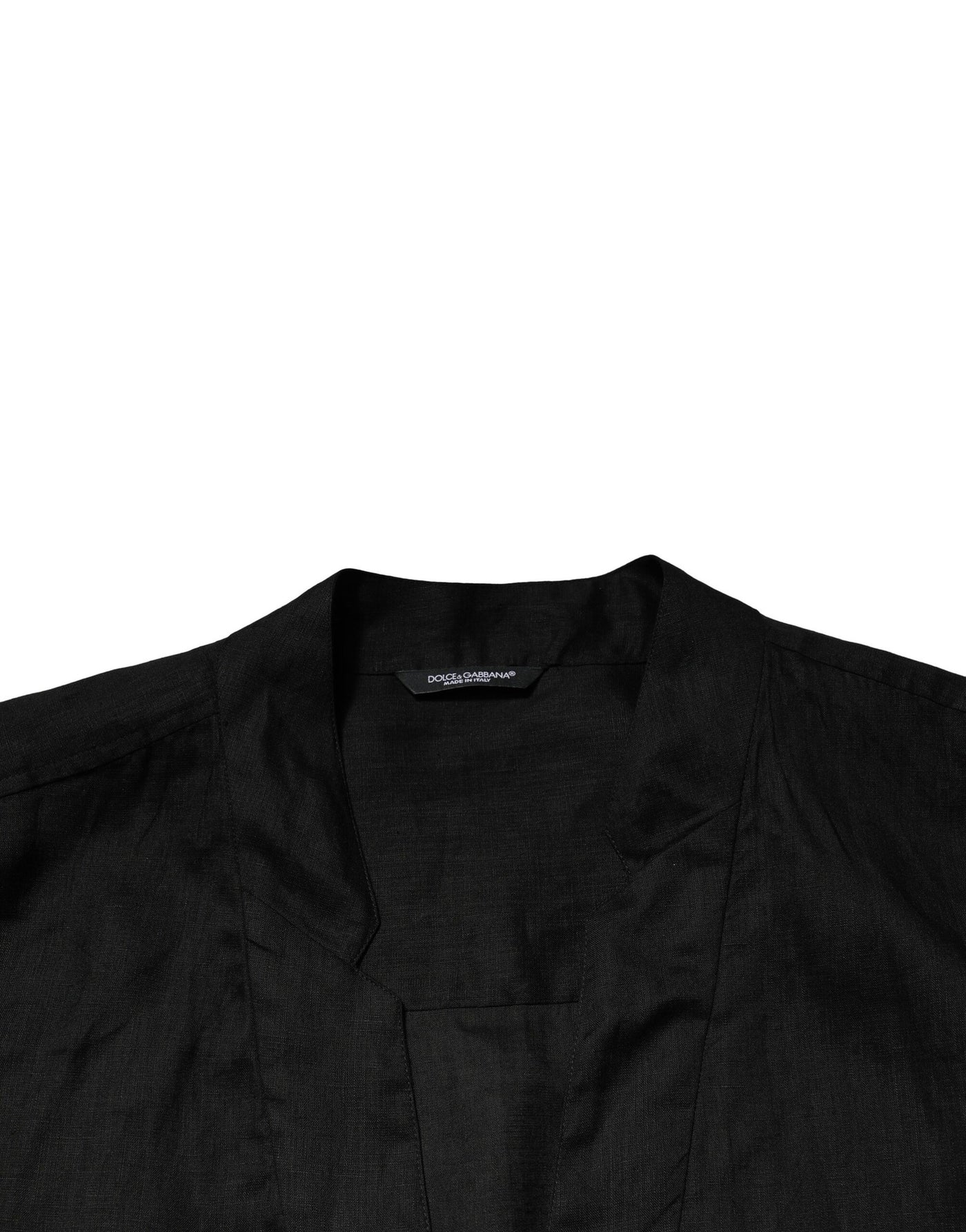 Dolce & Gabbana Schwarzes Leinenhemd mit langen Ärmeln Herren Casual Shirt