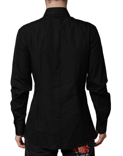 Dolce & Gabbana Schwarzes Kristall GOLD Formales Herrenhemd