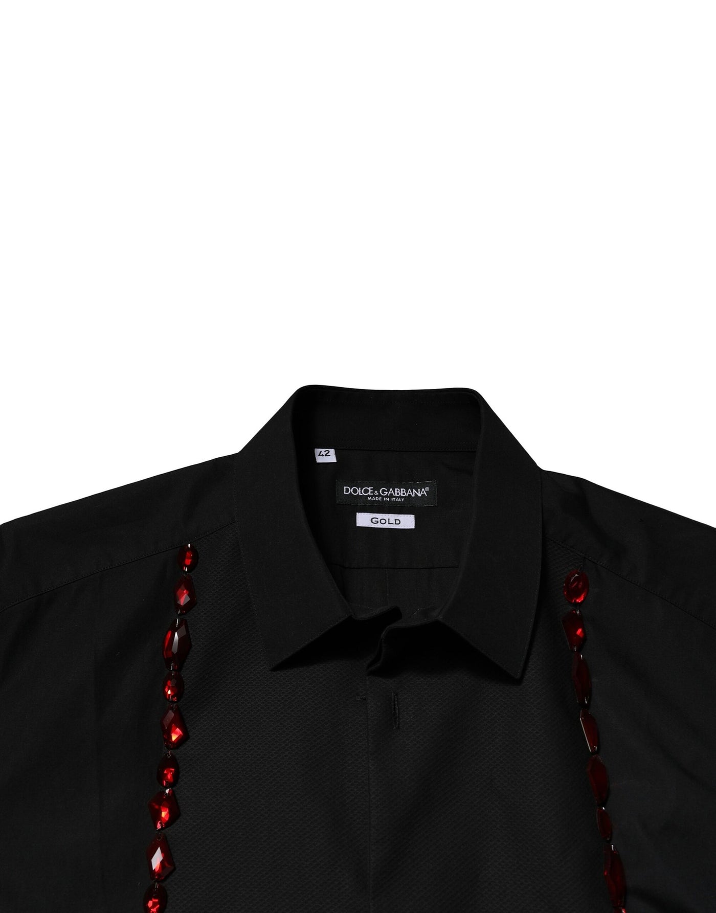 Dolce & Gabbana Schwarzes Kristall GOLD Formales Herrenhemd