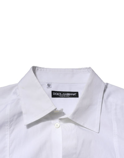 Dolce & Gabbana Weißes Popeline-Baumwollhemd für formelle Herren