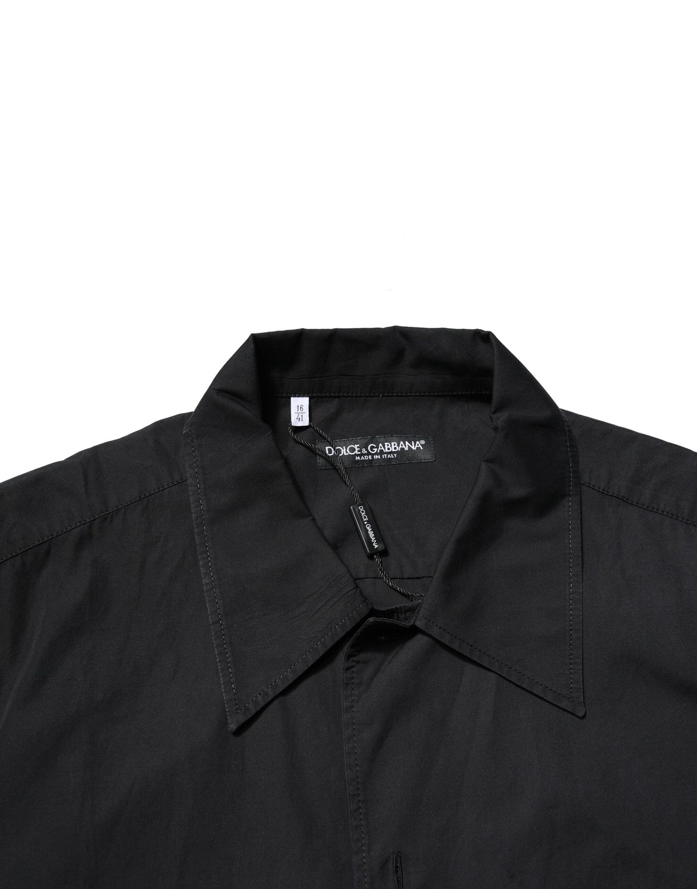 Dolce & Gabbana Schwarzes Baumwollhemd mit kurzen Ärmeln und Knopfleiste