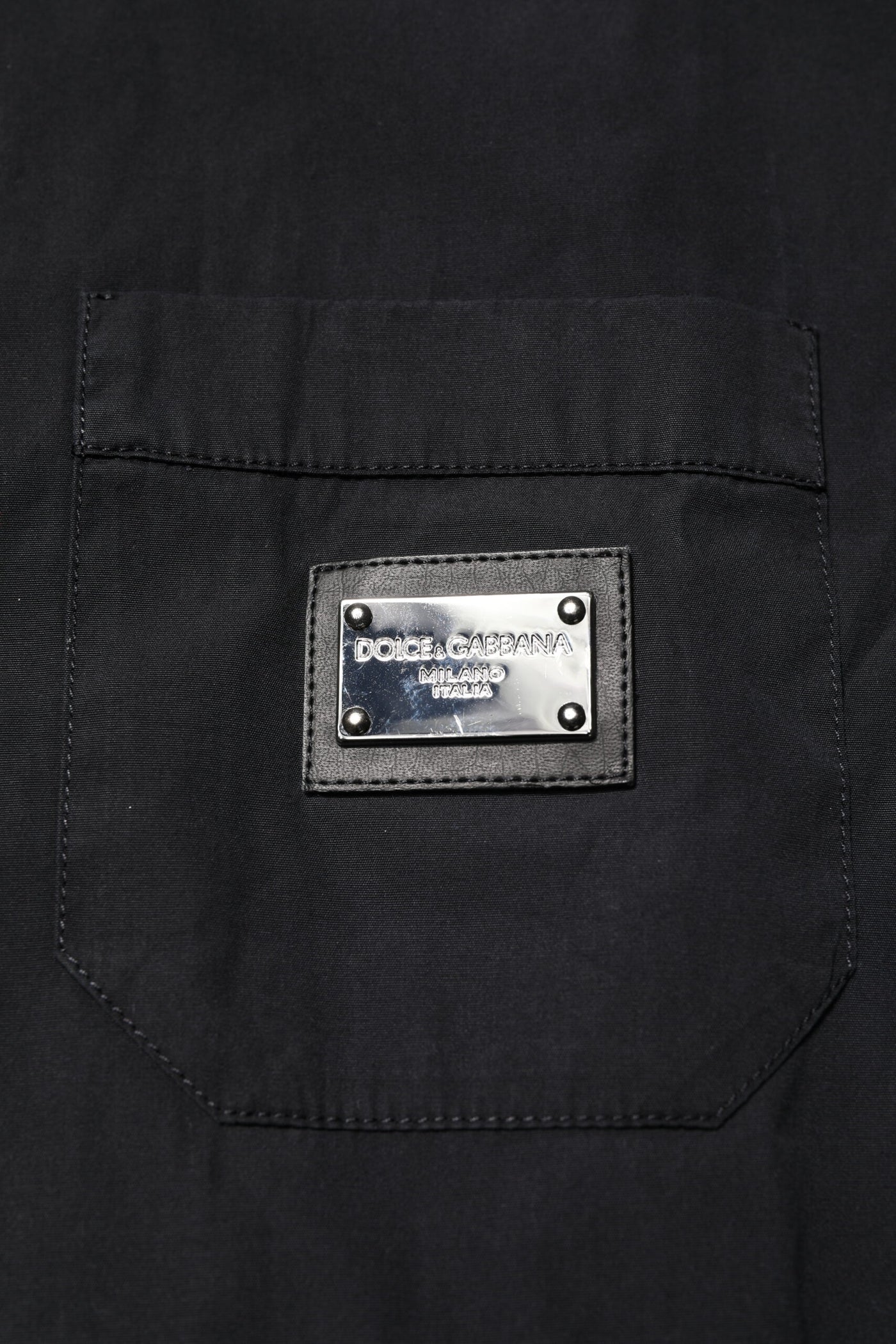 Dolce & Gabbana Schwarzes Baumwollhemd mit kurzen Ärmeln und Knopfleiste