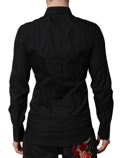 Dolce & Gabbana Schwarzes GOLD Langärmeliges Kleid Formales Hemd
