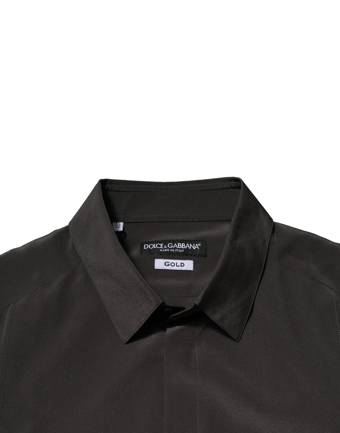 Dolce & Gabbana Dunkelbraunes Seidenhemd GOLD Herren Kleid Formales Hemd