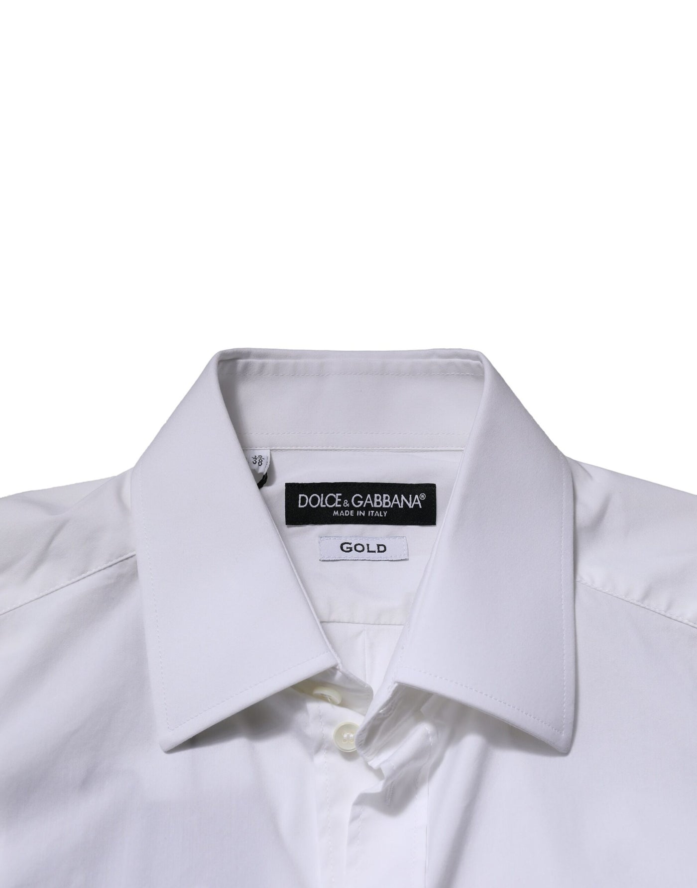 Dolce & Gabbana Weißes GOLD Langärmeliges Herren Kleid Formales Hemd
