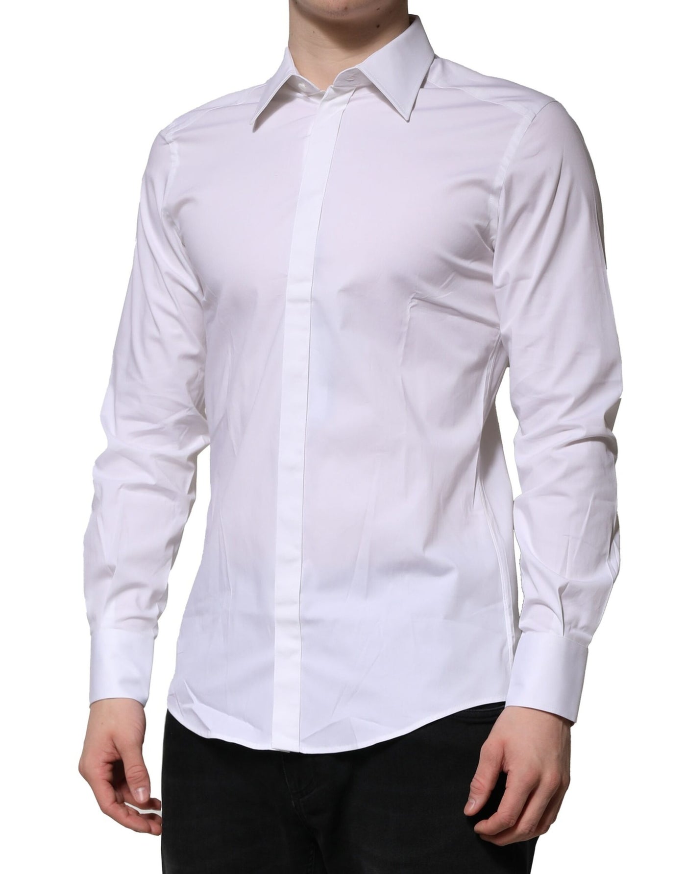 Dolce & Gabbana Weißes MARTINI Langärmeliges Kleid Formales Hemd