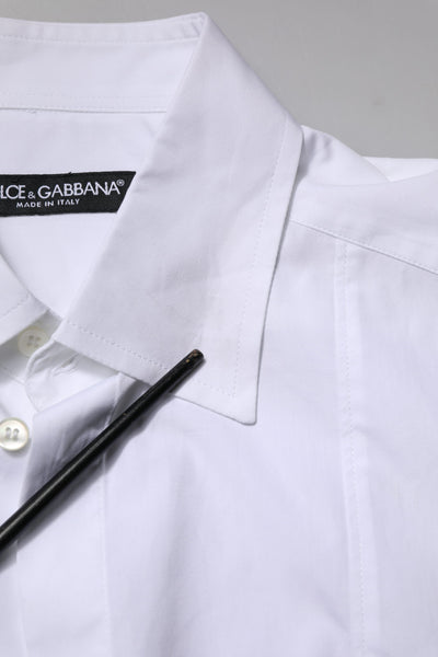 Dolce & Gabbana Weißes Baumwollkleid mit kurzen Ärmeln Formales Hemd