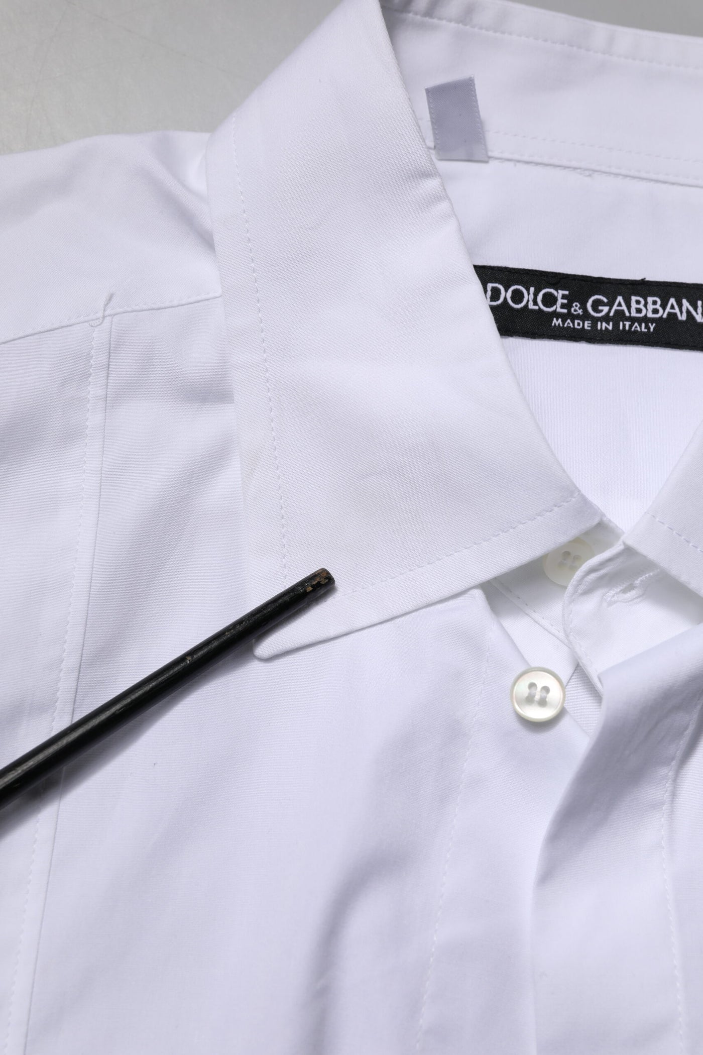 Dolce & Gabbana Weißes Baumwollkleid mit kurzen Ärmeln Formales Hemd