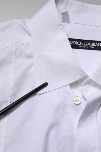 Dolce & Gabbana Weißes Baumwollkleid mit kurzen Ärmeln Formales Hemd