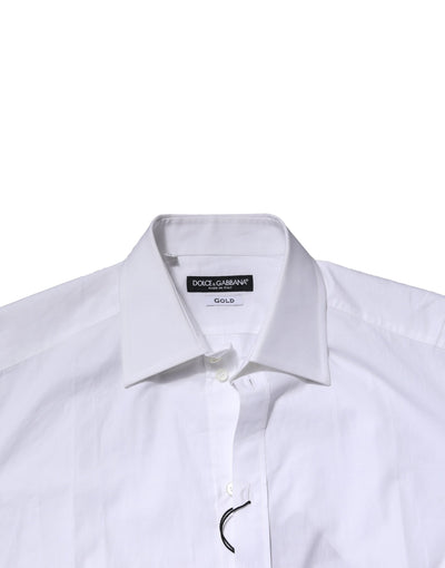 Dolce & Gabbana Weißes Baumwollhemd mit langen Ärmeln GOLD Formelles Hemd