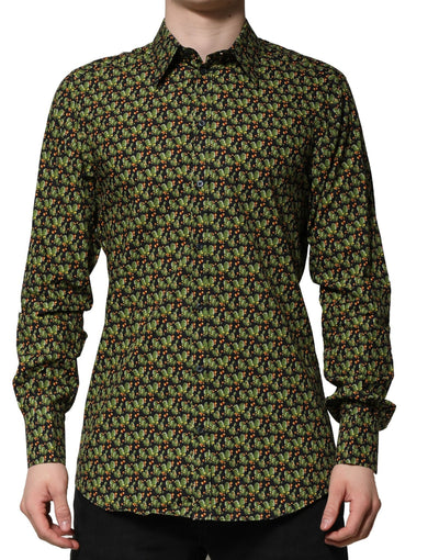 Dolce & Gabbana Multicolor Baumwolle Kaktus GOLD Herren Hemd