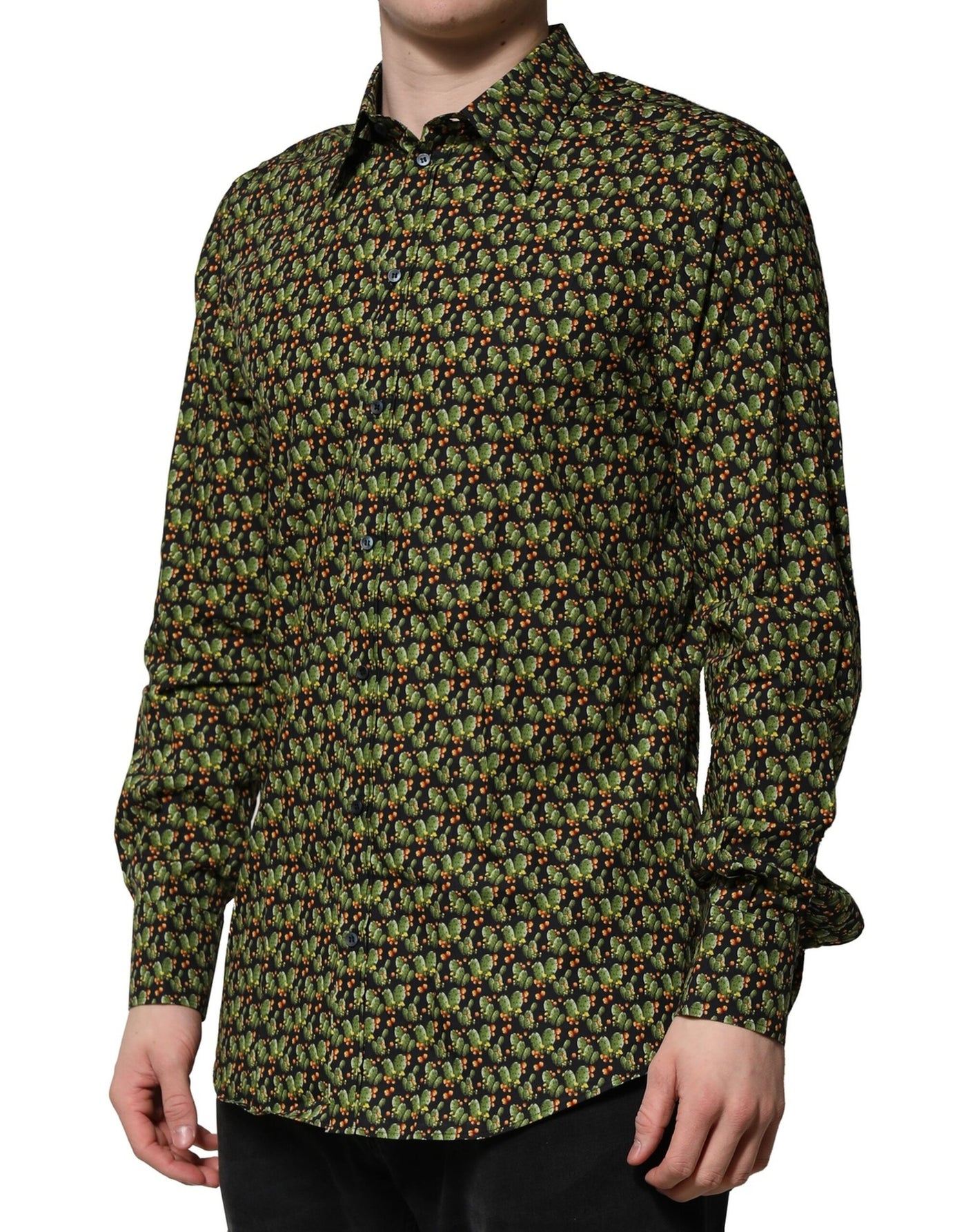 Dolce & Gabbana Multicolor Baumwolle Kaktus GOLD Herren Hemd