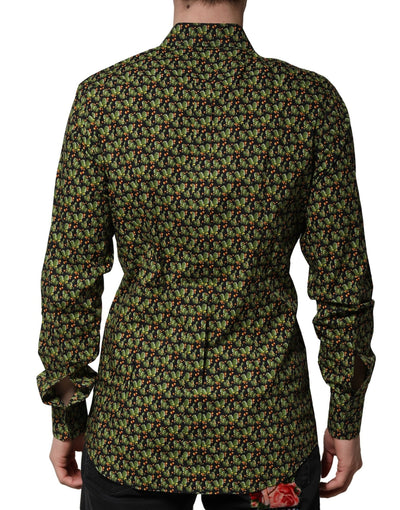 Dolce & Gabbana Multicolor Baumwolle Kaktus GOLD Herren Hemd