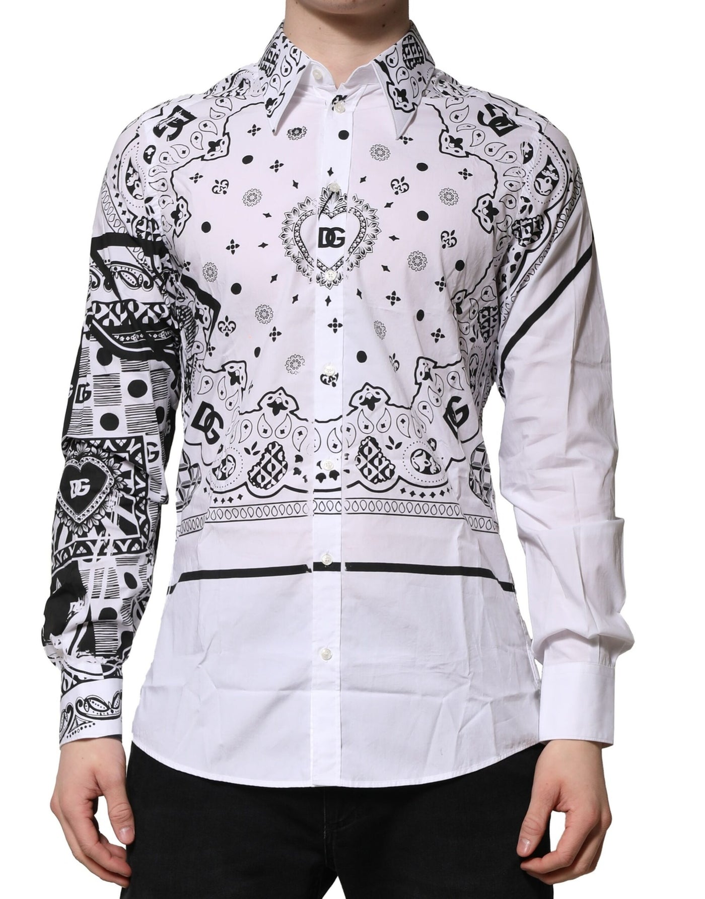 Dolce & Gabbana Weißes MARTINI Hemd mit Bandana-Druck