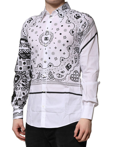 Dolce & Gabbana Weißes MARTINI Hemd mit Bandana-Druck