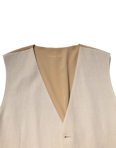 Dolce & Gabbana Beige Leinen Kleid Formal Männer Weste Weste