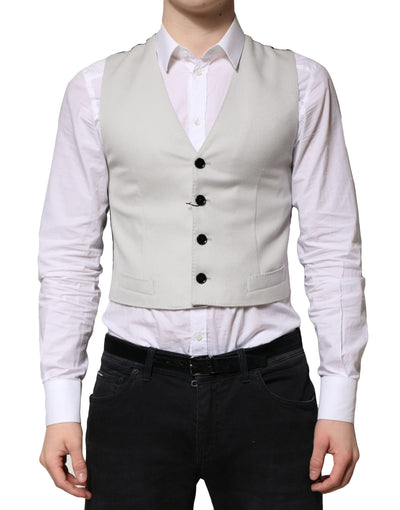 Dolce & Gabbana Graue Wolle Kleid Formal Männer Weste Weste