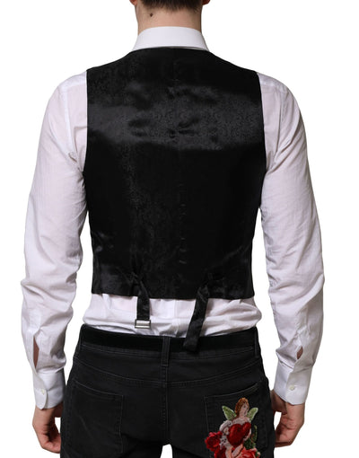 Dolce & Gabbana Graue Wolle Kleid Formal Männer Weste Weste