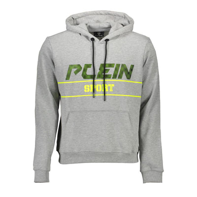 Plein Sport Graues Baumwoll-Sweatshirt mit Kapuze für Männer