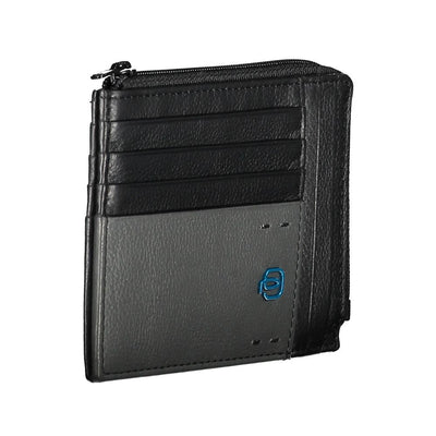 Piquadro Schwarzes Leder Herren Portemonnaie
