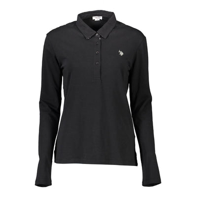 U.S. POLO ASSN. Schwarzes Baumwoll-Poloshirt für Frauen