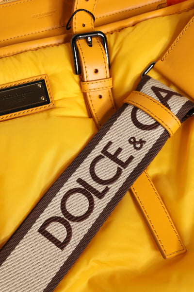 Dolce & Gabbana Gelbe Orange Nylon Logo Plaque Hand Umhängetasche
