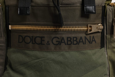 Dolce & Gabbana Grüner Patchwork-Reiserucksack Militärische Tasche