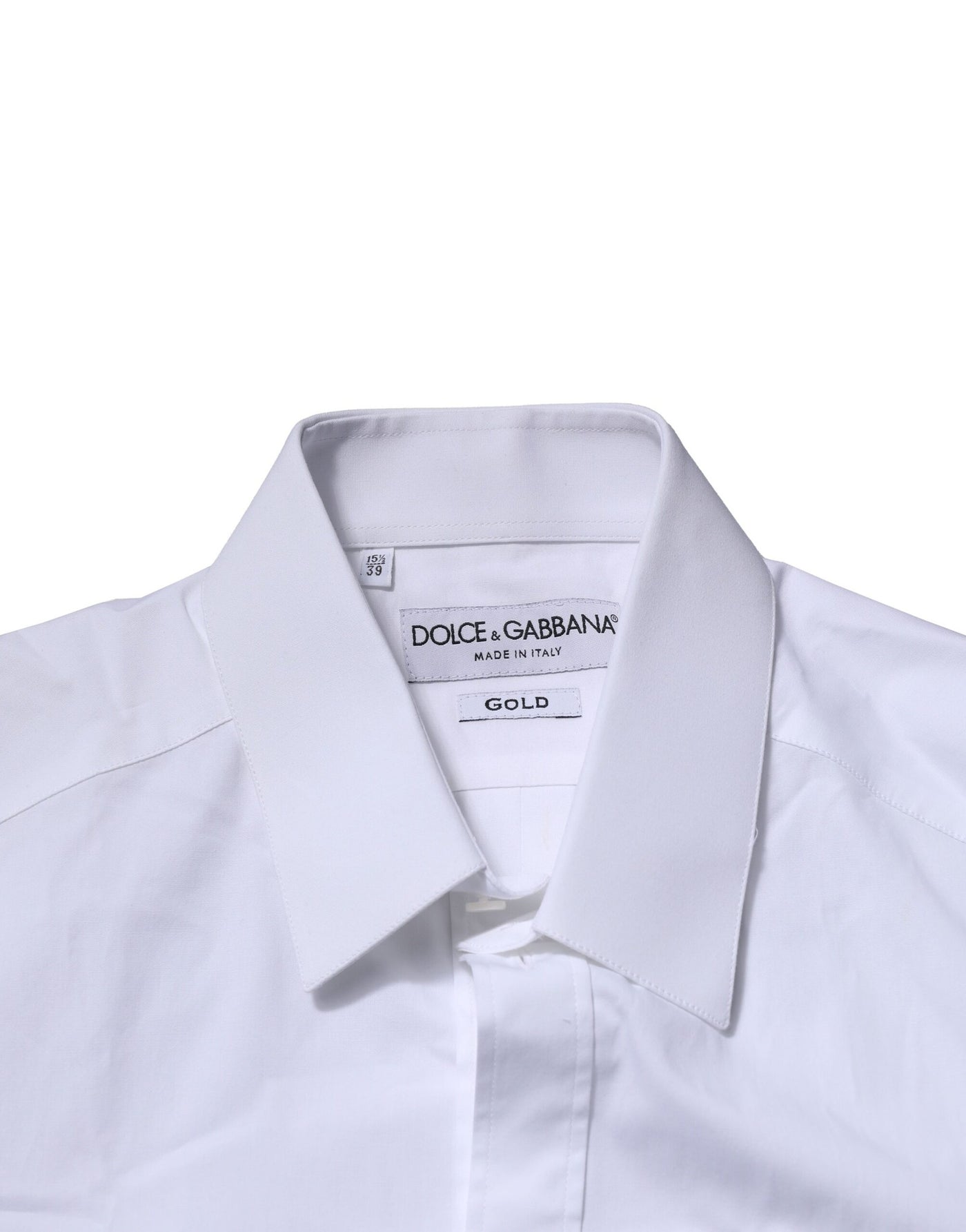 Dolce & Gabbana Weißes langärmeliges Hemd aus Baumwolle GOLD Formal