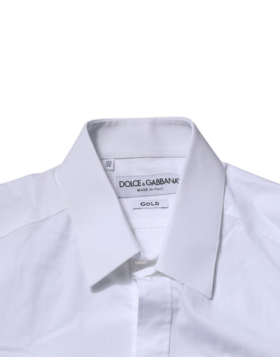 Dolce & Gabbana Weißes langärmeliges Hemd aus Baumwolle GOLD Formal