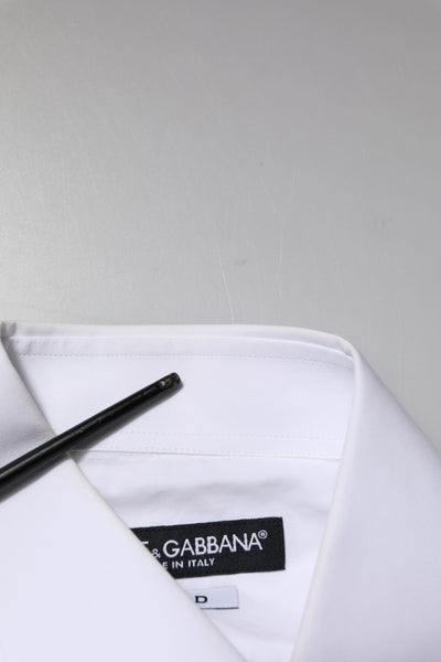 Dolce & Gabbana Weißes langärmeliges Hemd aus Baumwolle GOLD Formal