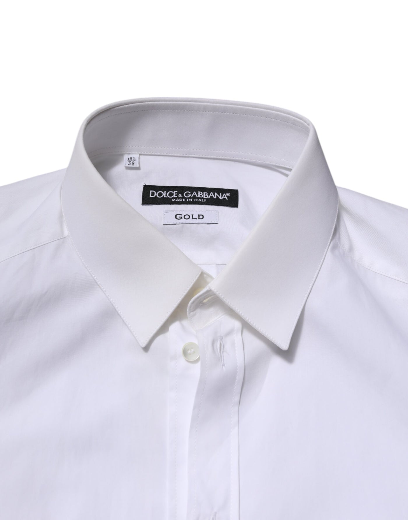 Dolce & Gabbana Weißes langärmeliges Hemd aus Baumwolle GOLD Formal