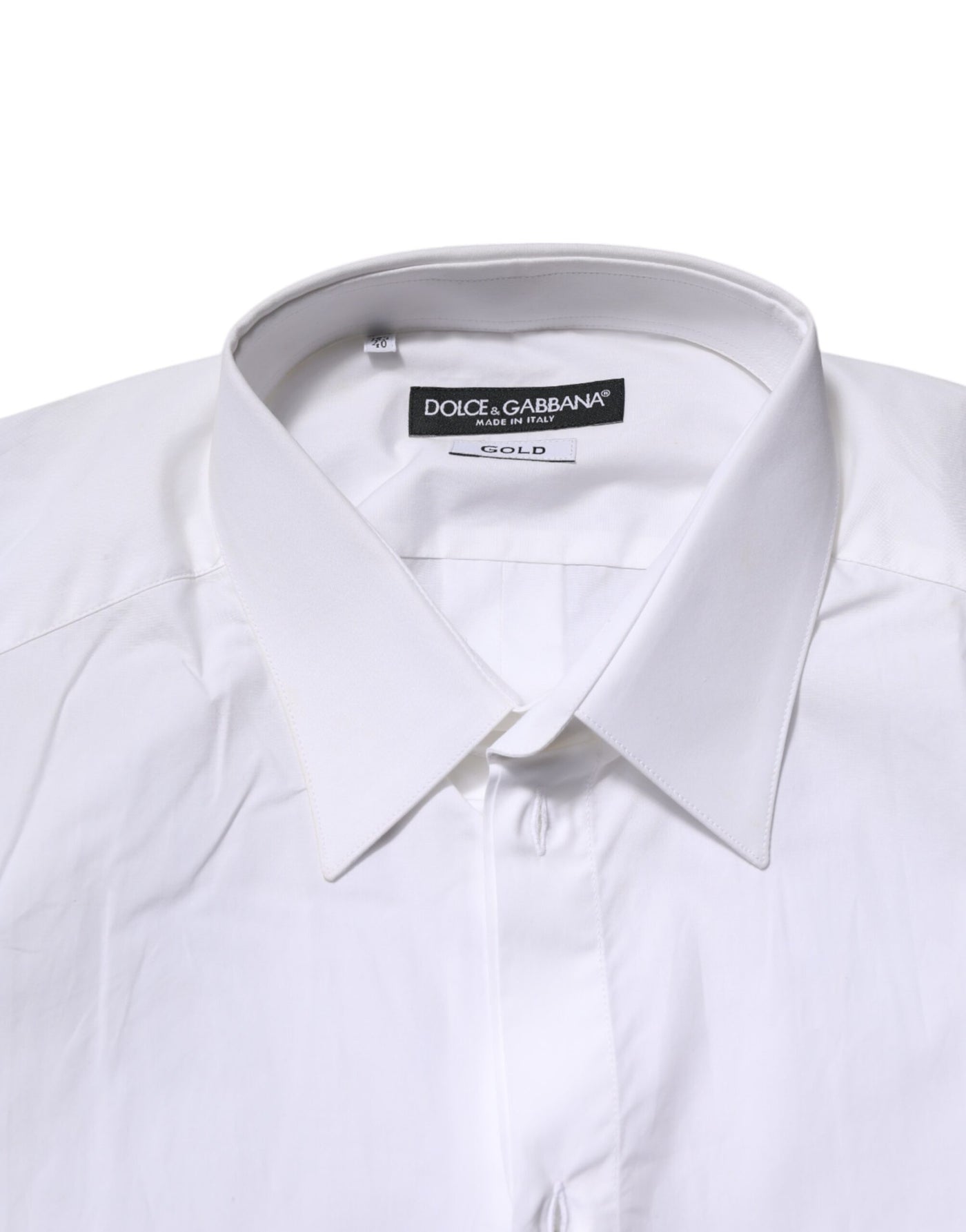 Dolce & Gabbana Weißes langärmeliges Hemd aus Baumwolle GOLD Formal