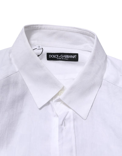 Dolce & Gabbana Weißes Baumwollhemd mit langen Ärmeln und Kragen Formal