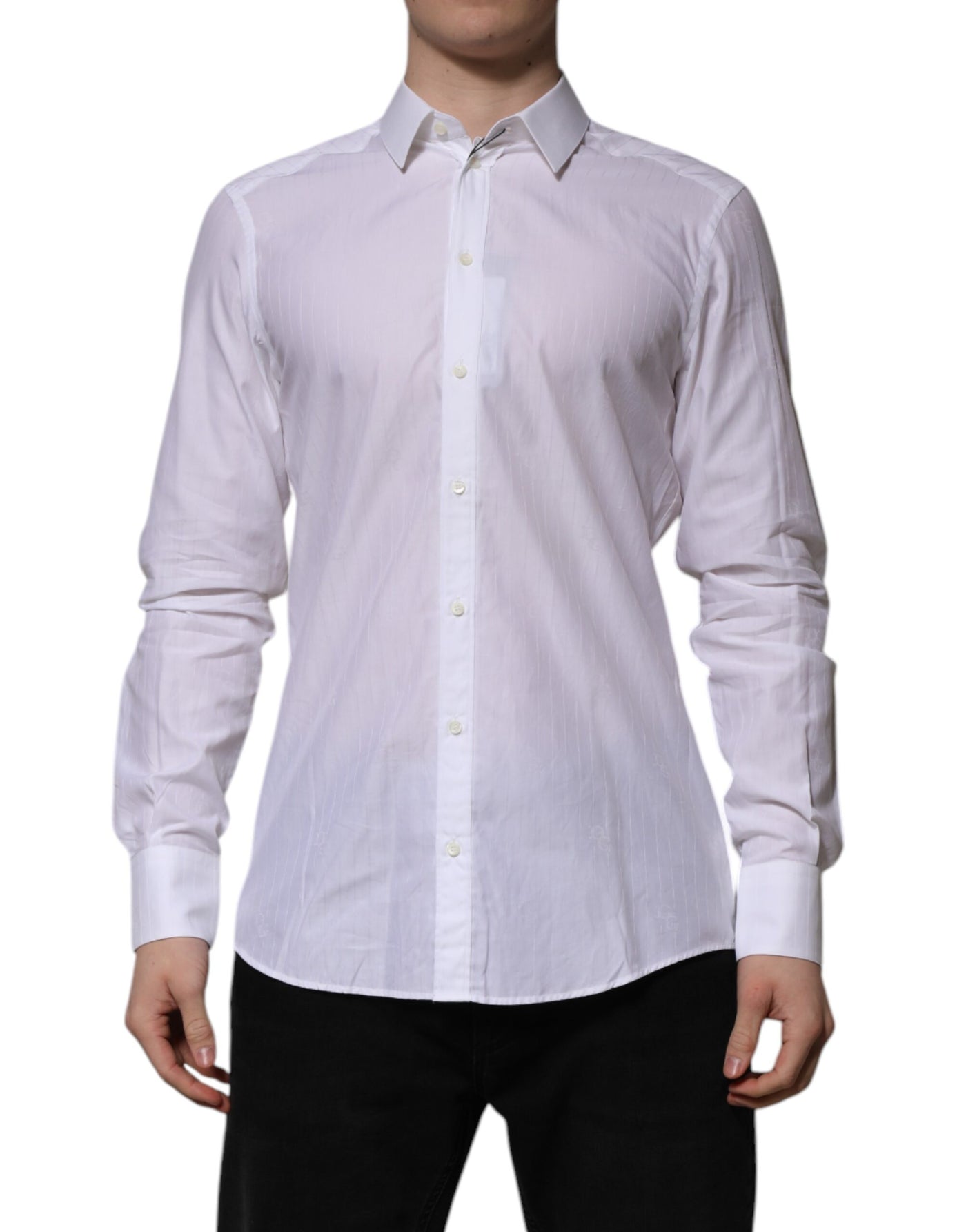 Dolce & Gabbana Weißes Langarmhemd aus Baumwolle MARTINI Formal