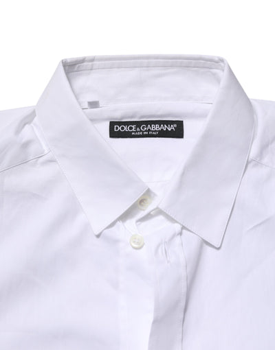 Dolce & Gabbana Weißes Kleid mit langen Ärmeln und Kragen Formales Hemd