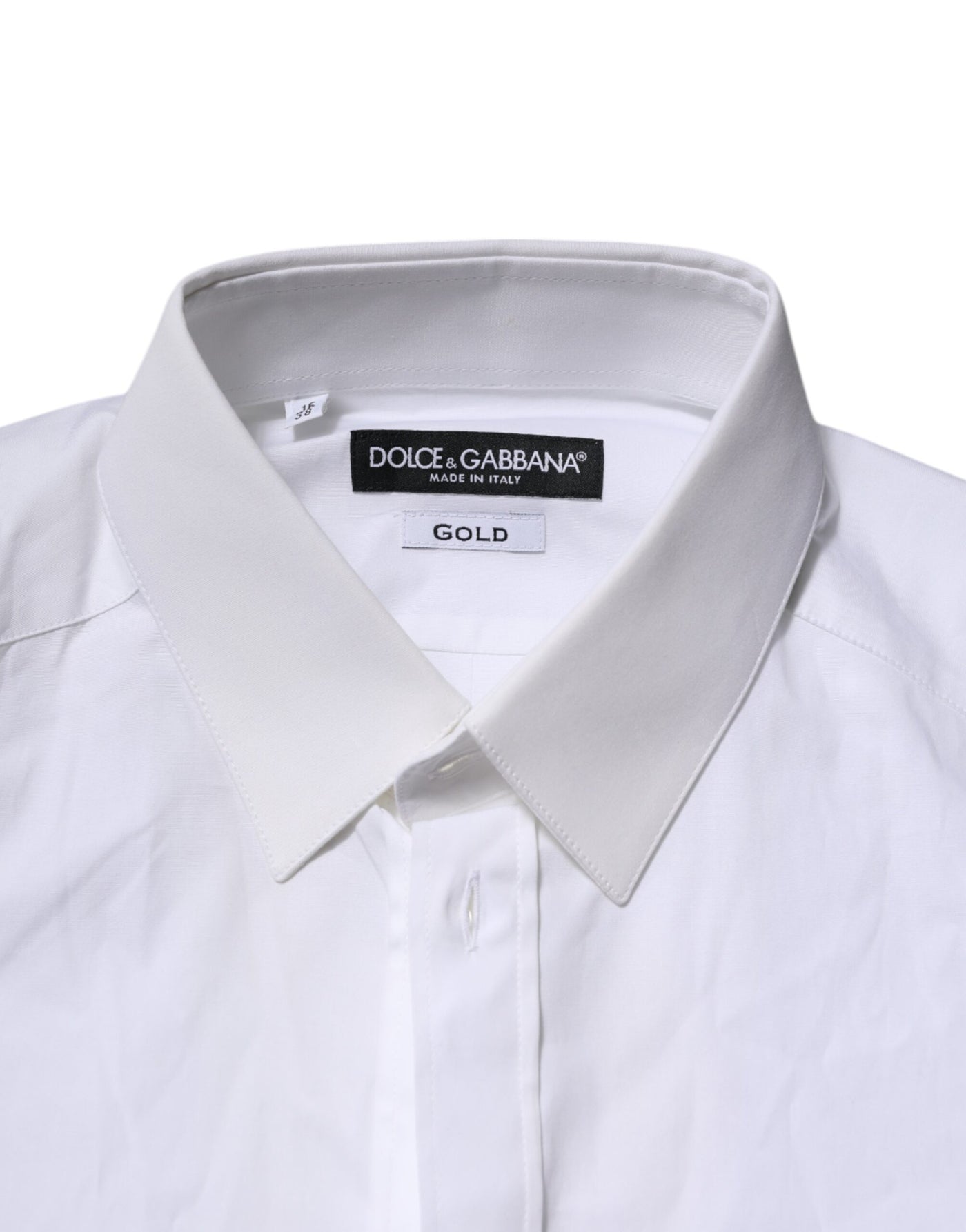 Dolce & Gabbana Weißes GOLD Langärmeliges Kleid Formales Hemd