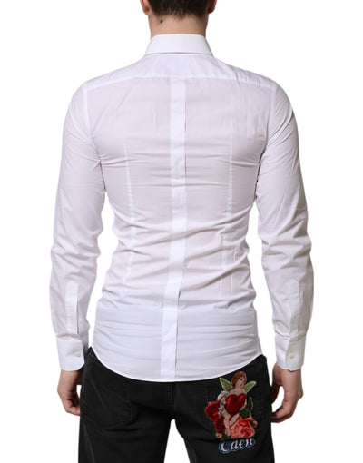 Dolce & Gabbana Weiß GOLD Langärmeliges Kleid Männer Formales Hemd