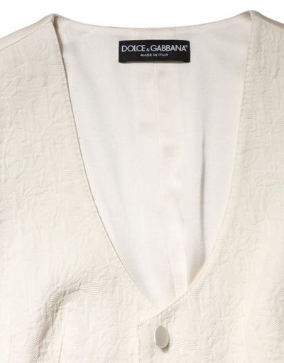 Dolce & Gabbana Elfenbeinfarbenes ärmelloses Weste Top mit Knopfleiste aus Baumwolle