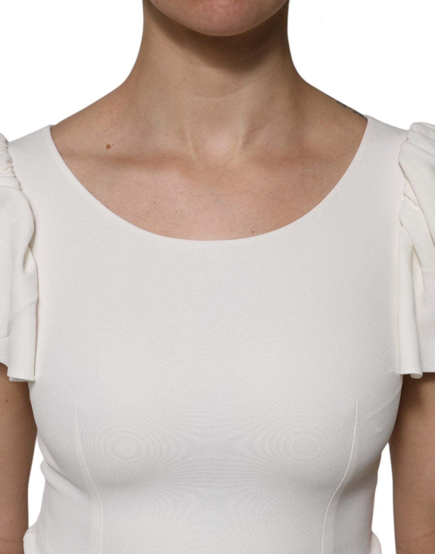 Dolce & Gabbana Weißes Viskose-Rundhals-Top mit kurzen Ärmeln